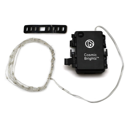 Contenido del pack de luz para cuadro Brightz: tira de micro-LED, correa de goma y brida
