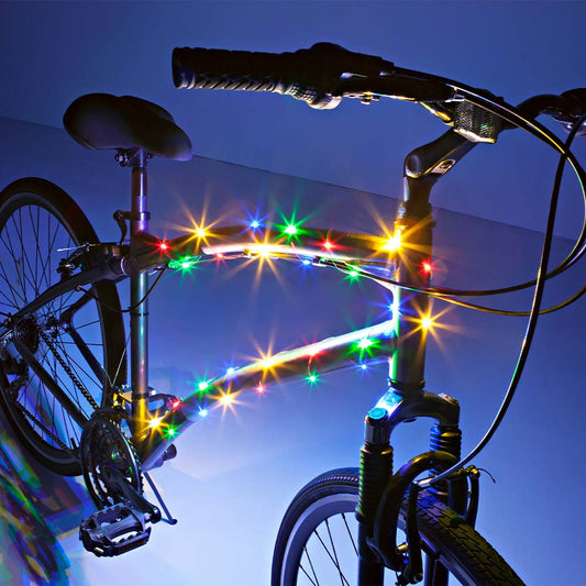 Luz LED para cuadro de bicicleta Brightz encendida de noche con efecto multicolor
