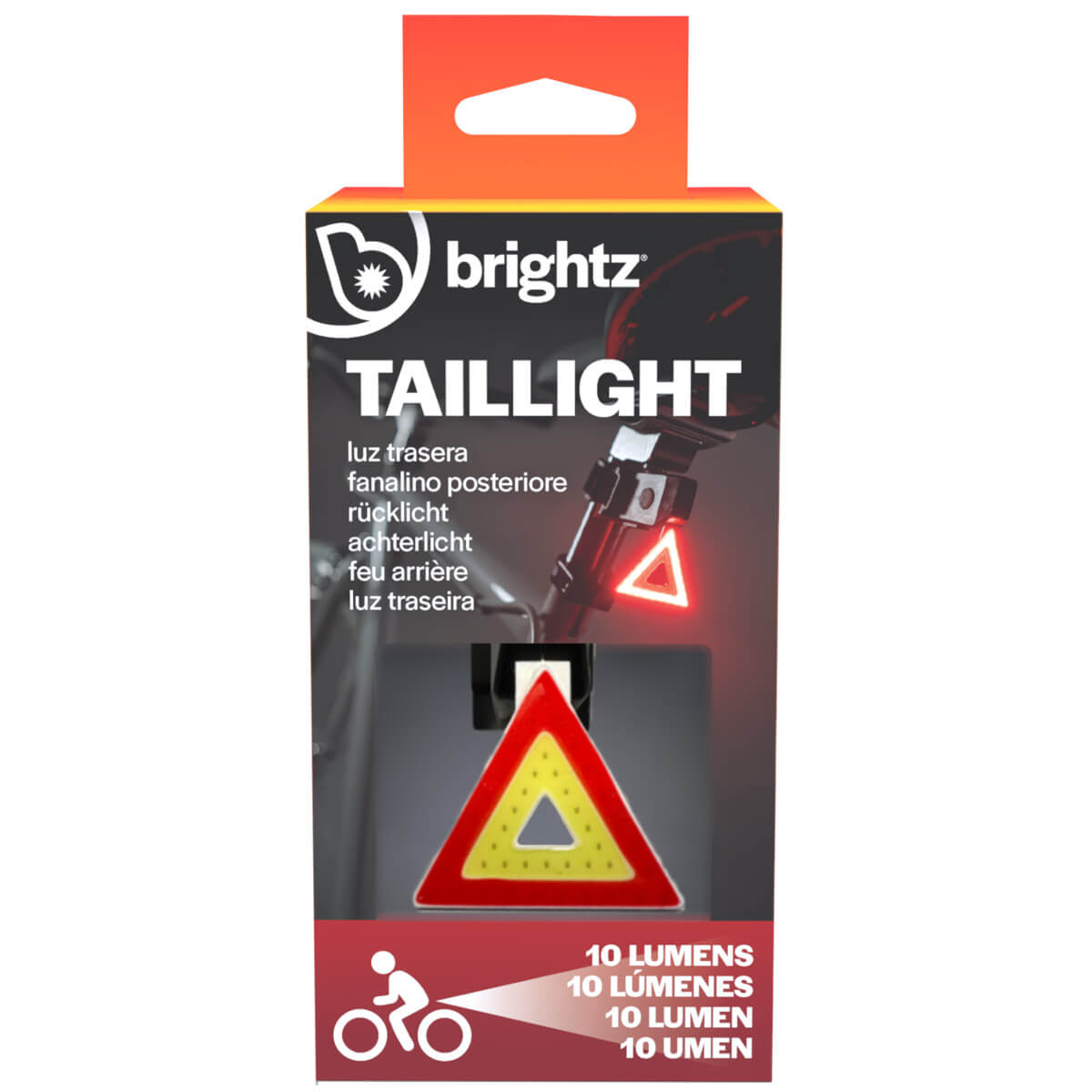 Detalle del packaging de la luz trasera para bicicletas Brightz

