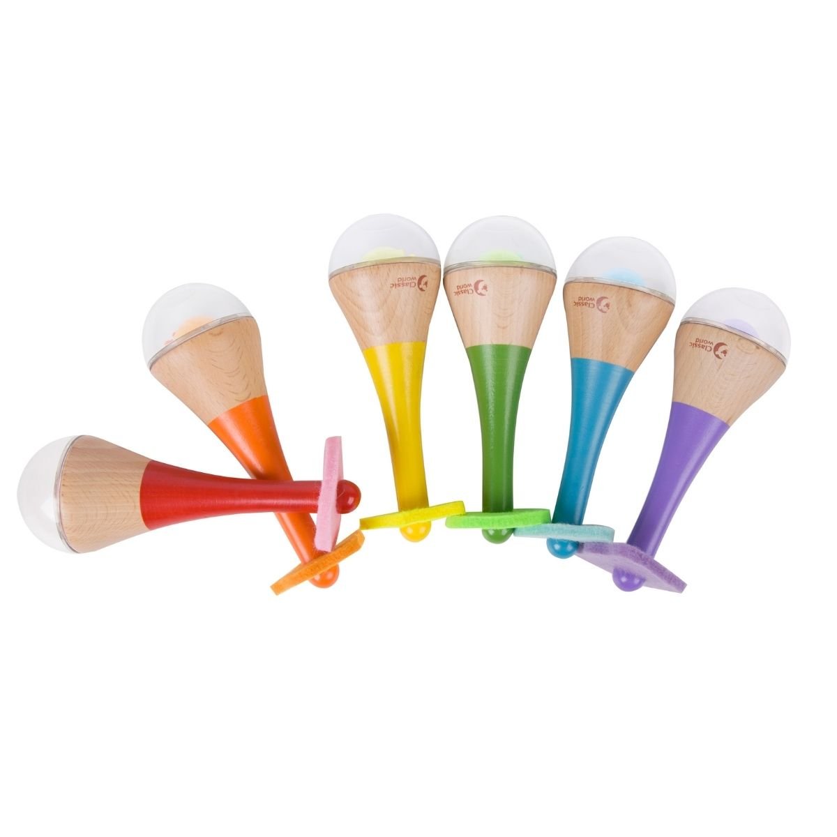 conjunto de maracas de madera para bebé de classic world