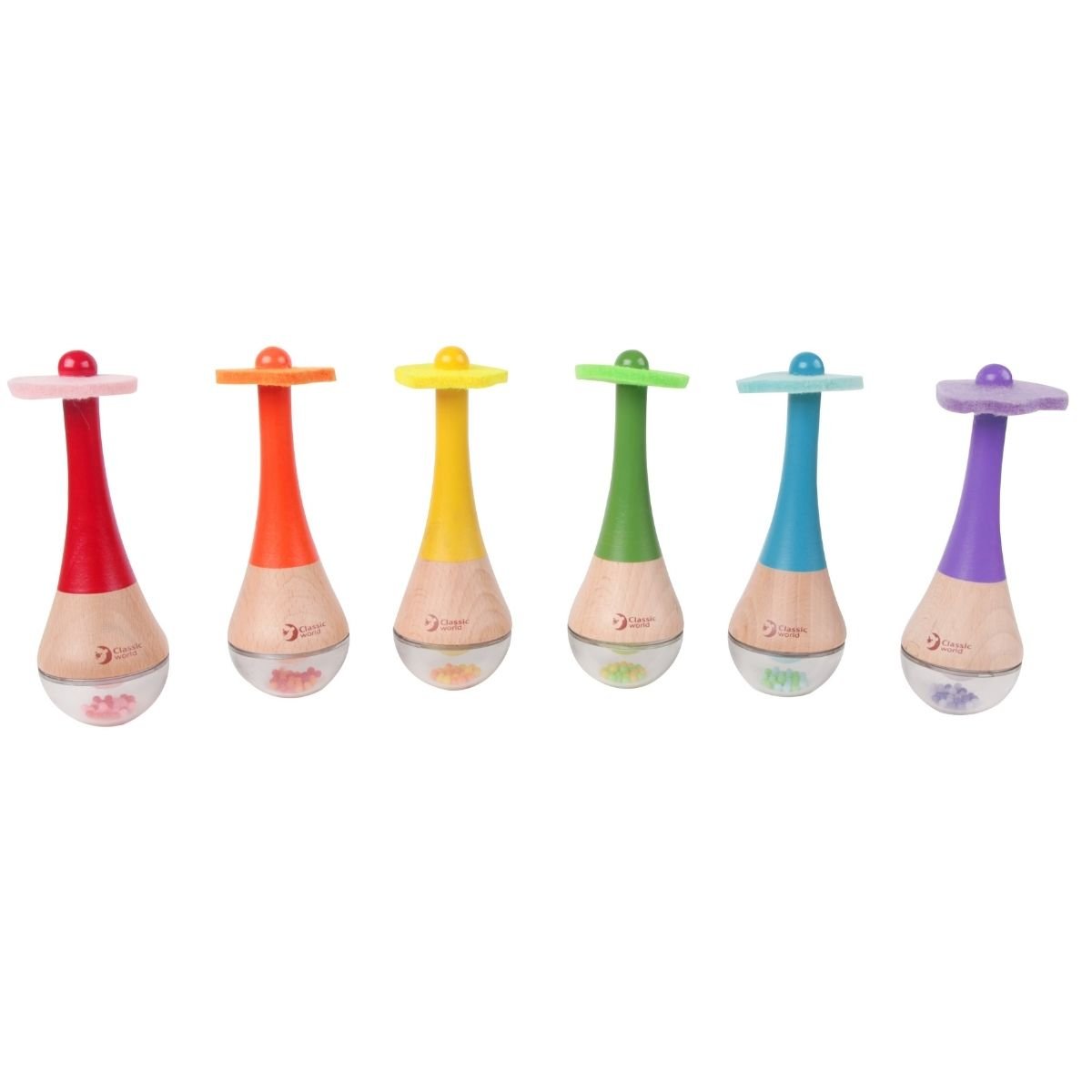 maraca de madera para bebés a partir de 10 meses con mango ergonómico