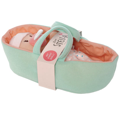 mi primera muñeca de tela blandita Love Stella Manhattan Toy con capazo verde
para bebés recién nacidos