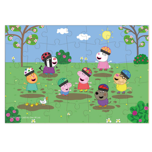 Mini puzzle de Peppa Pig Amigos saltando en el barro de 35 piezas de Dodo para niños a partir de 3 años