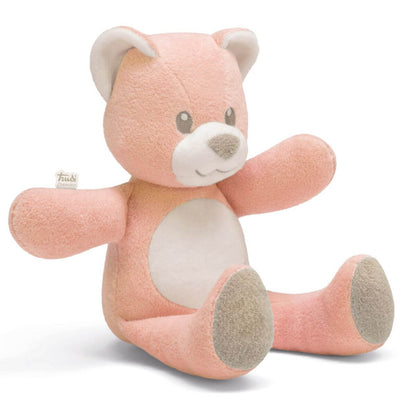 Oso de peluche de color rosa de la marca italiana Trudi, ideal como regalo de nacimiento