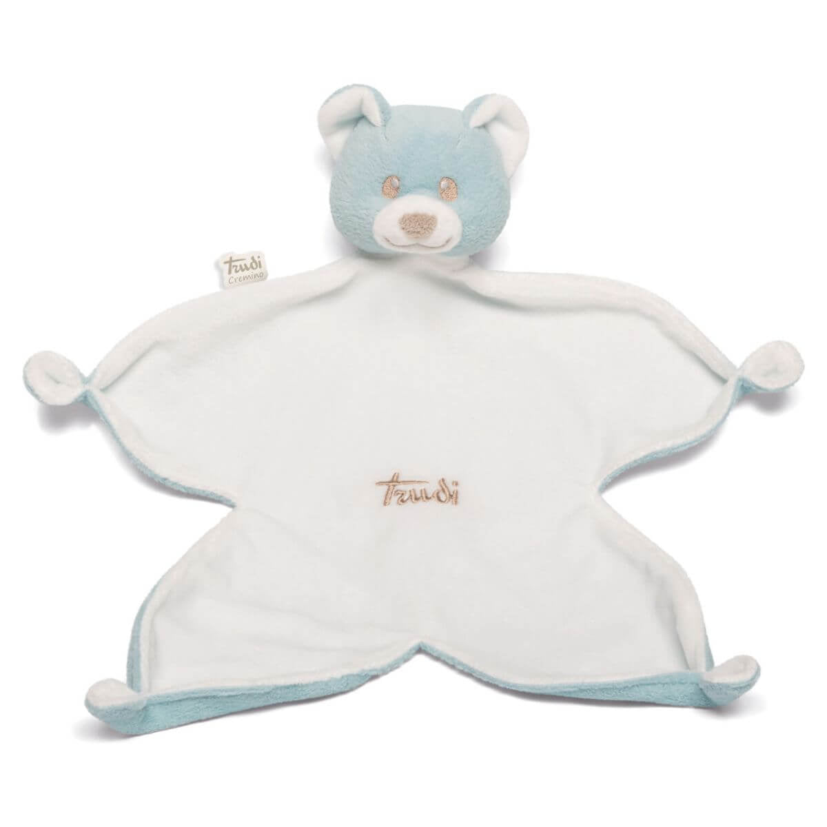 Doudou oso azul para bebé extendido, vista frontal, Trudi
