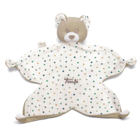 Doudou oso beige para bebé extendido, vista frontal, Trudi
