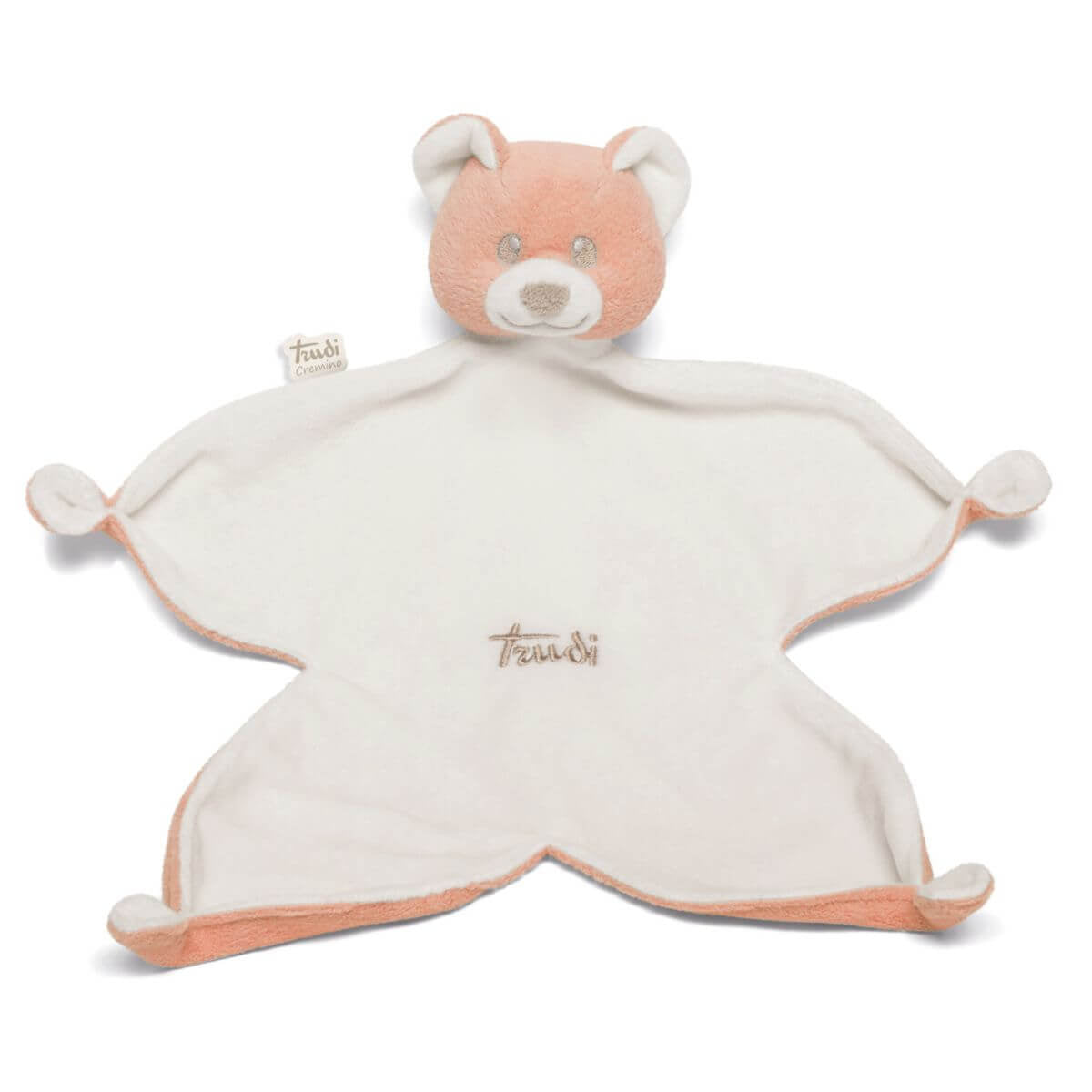 Doudou oso rosa para bebé extendido, vista frontal, Trudi