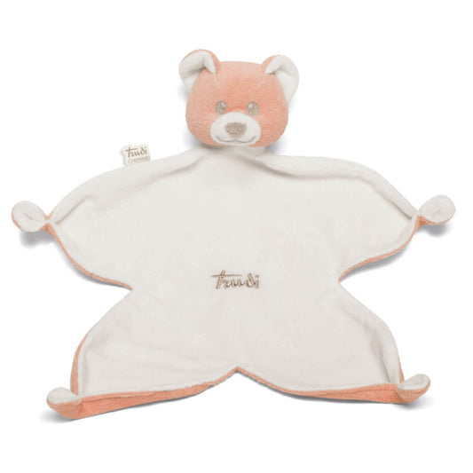 Doudou oso rosa para bebé extendido, vista frontal, Trudi