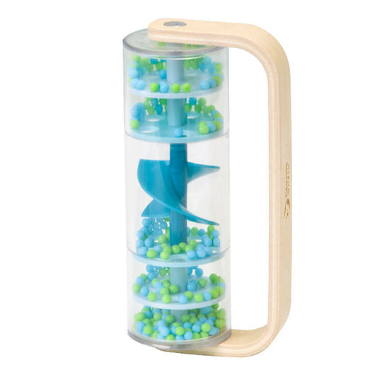 juguete sensorial palo de lluvia con bolitas de colores