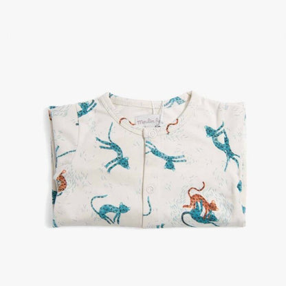 pijama de algodón para bebés blanco con guepardos de Moulin Roty
