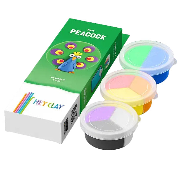 botes de plastilina interactiva que se seca al aire hey clay para crear un pavo real