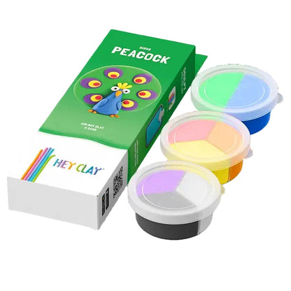 botes de plastilina interactiva que se seca al aire hey clay para crear un pavo real