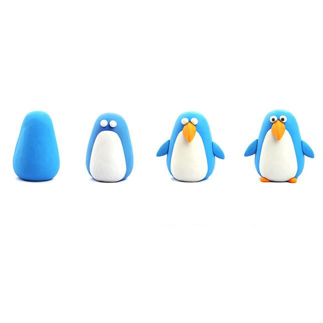 paso a paso creación figura plastilina interactiva pingüino hey clay