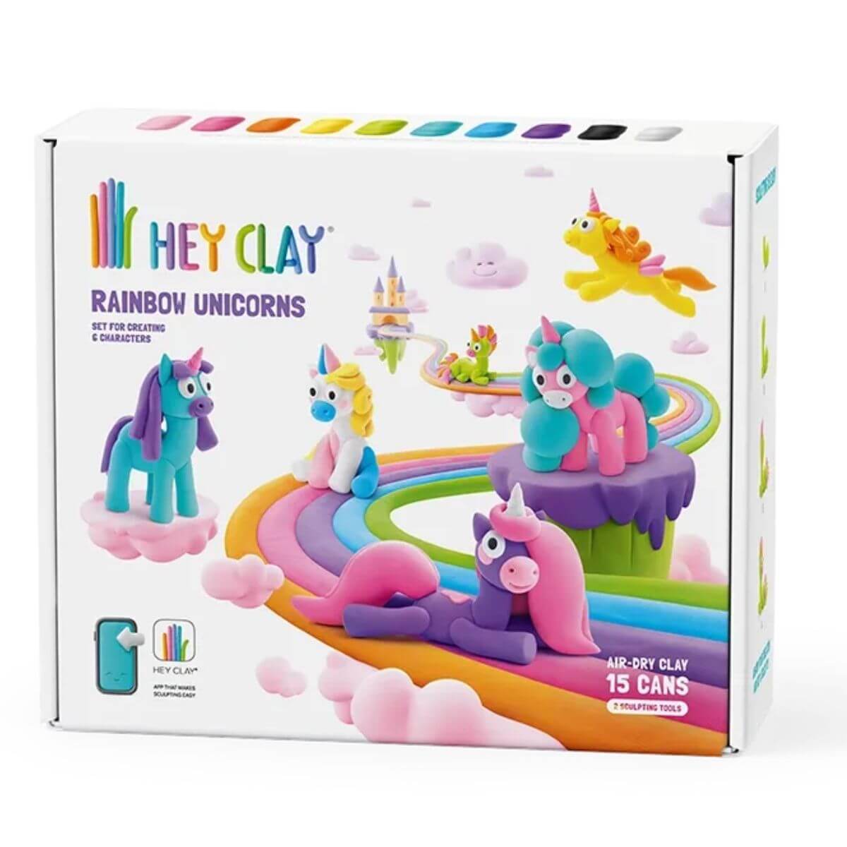 caja de la plastilina interactiva unicornios Hey Clay 15 botes