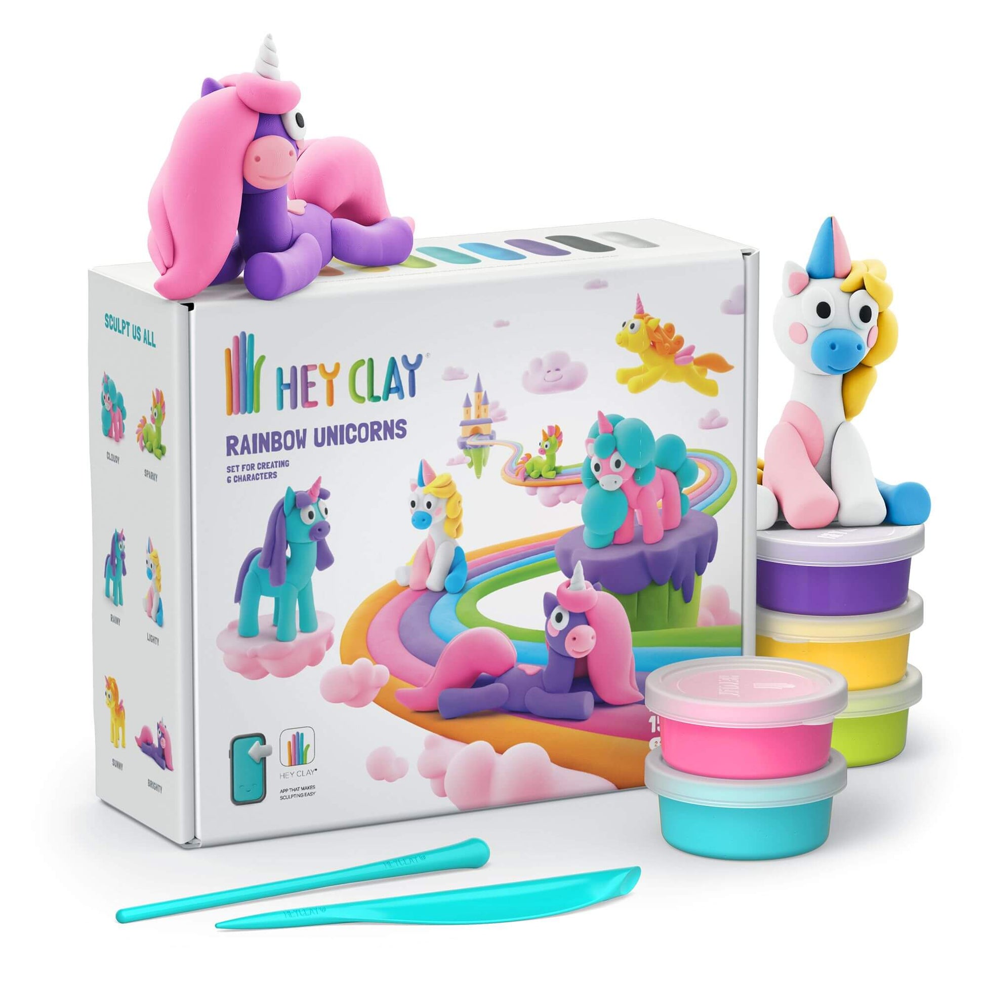 plastilina interactiva unicornios Hey Clay 15 botes y 10 colores