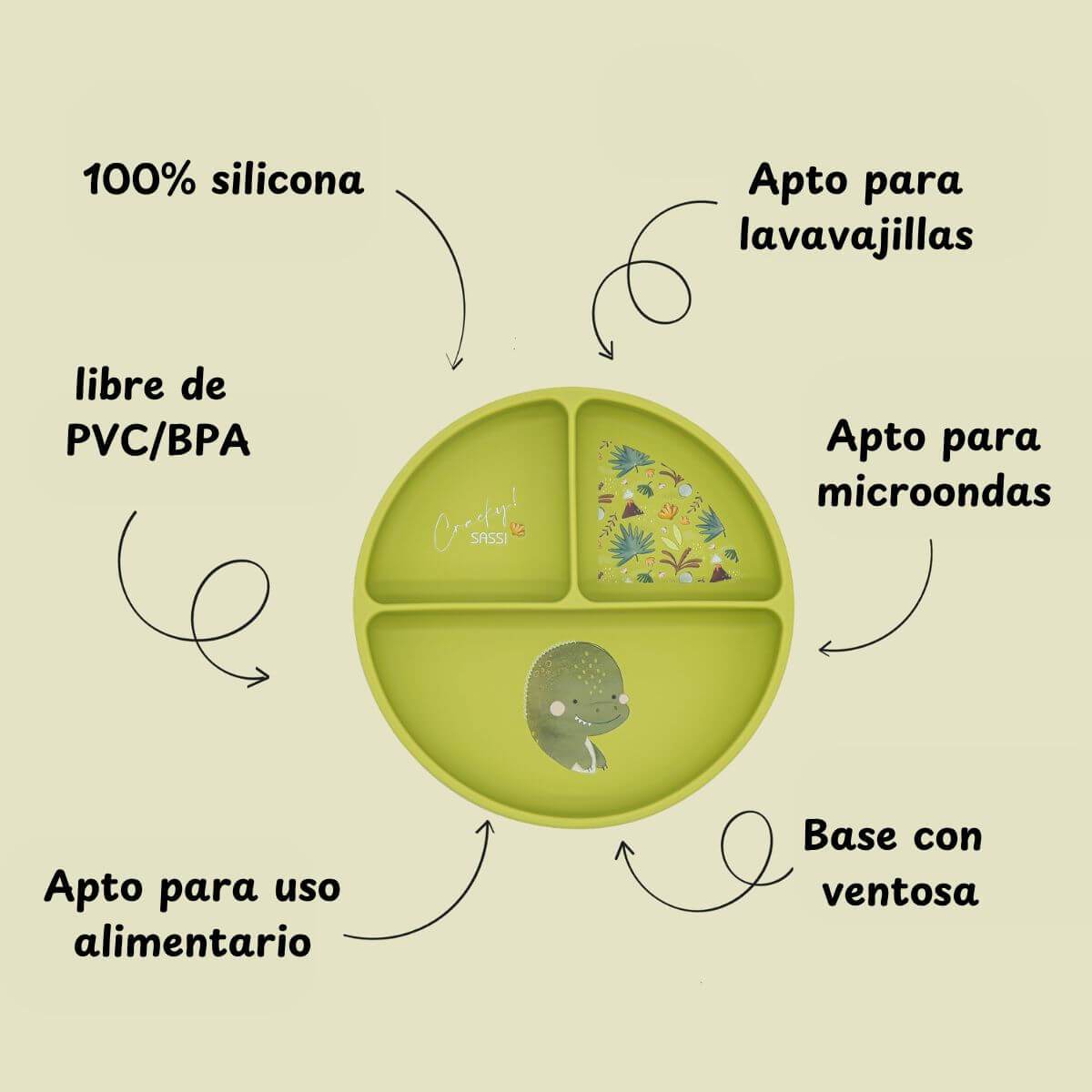 Plat de silicona Dinosaure