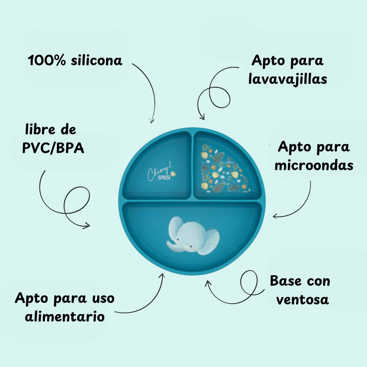 Plato de silicona Elefante