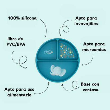 Plato de silicona Elefante