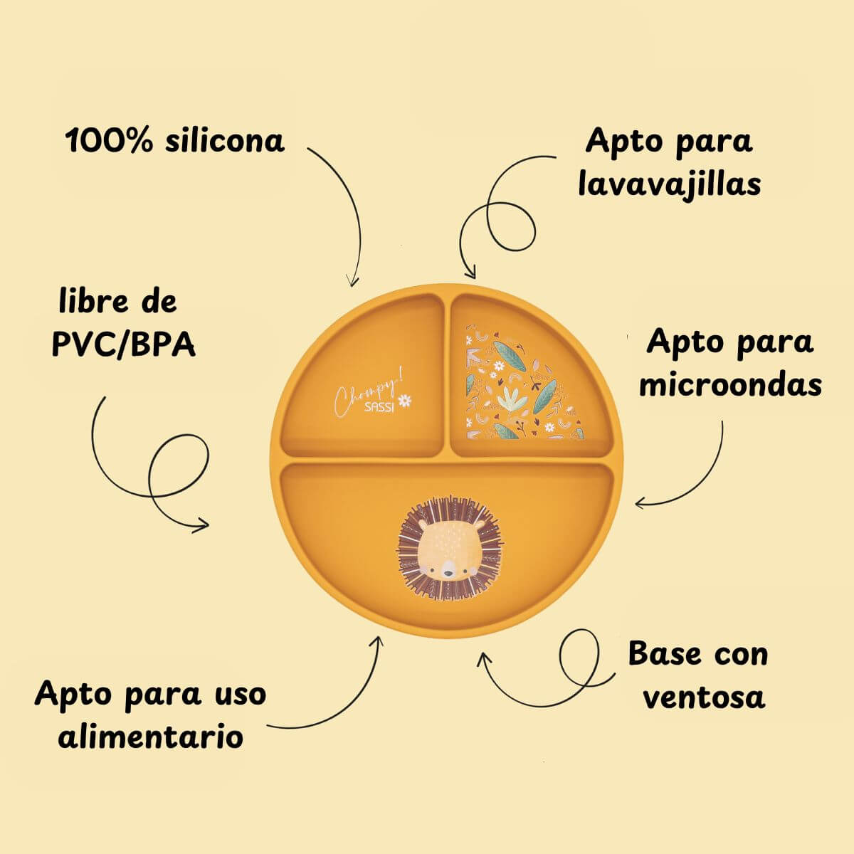 Plato de silicona - Chompy el León