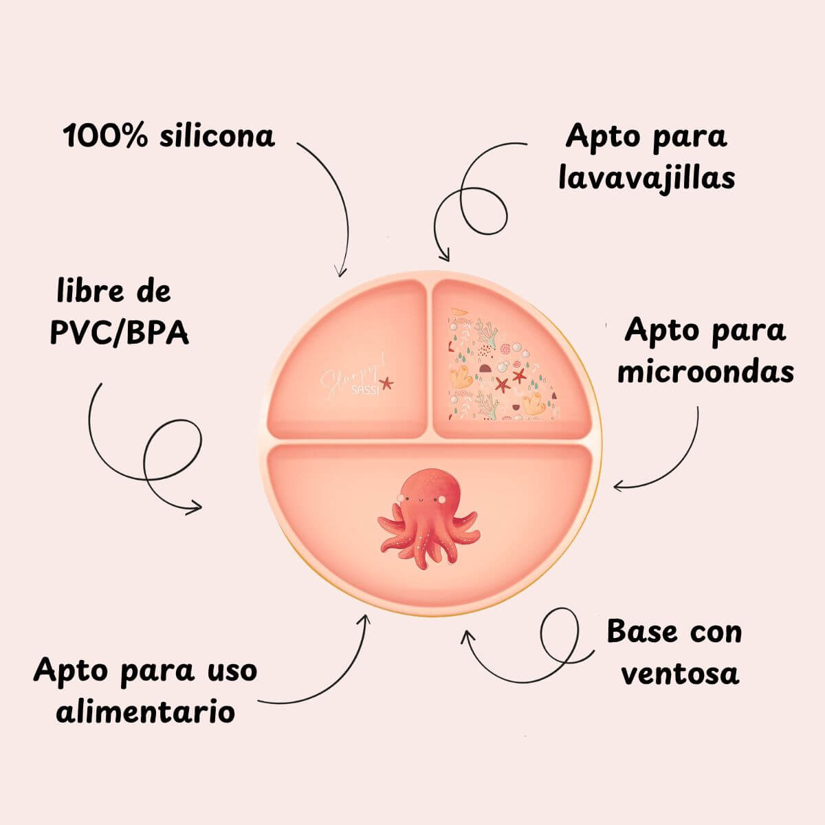 Plato de silicona - Slurpy el Pulpo