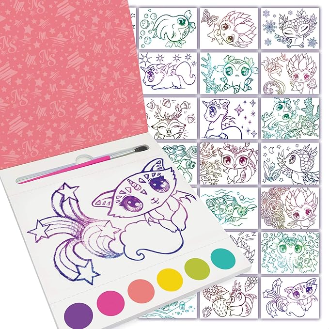 Detalle de los 20 diseños de criaturas del set de postales Nebulous Stars Mascotas