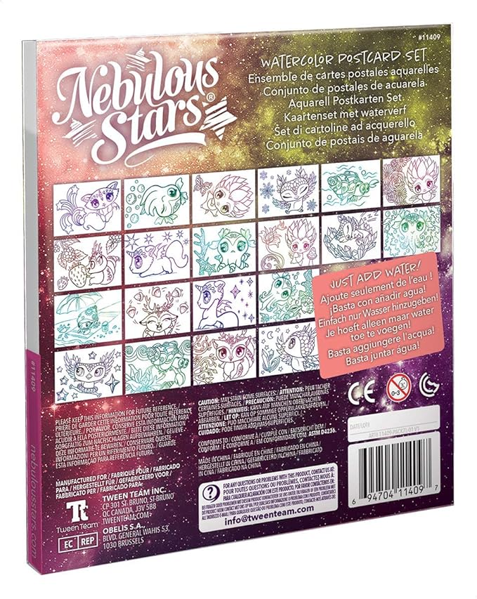 Packaging del Set de postales de acuarela Nebulous Stars Mascotas