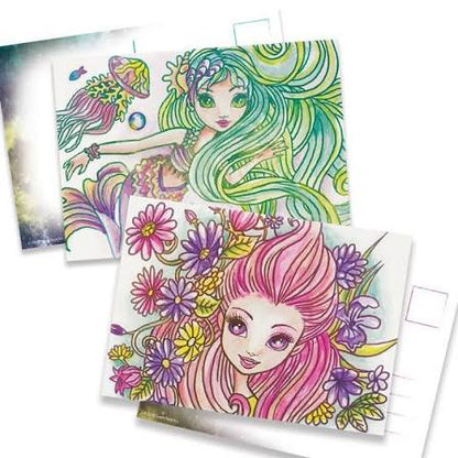 Postal de acuarela Nebulous Stars Chicas con el pincel incluido



