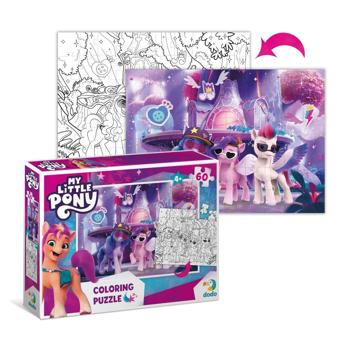Caja del Puzzle 2 en 1 para colorear My Little Pony Fashion (60 piezas) para niños a partir de 4 años