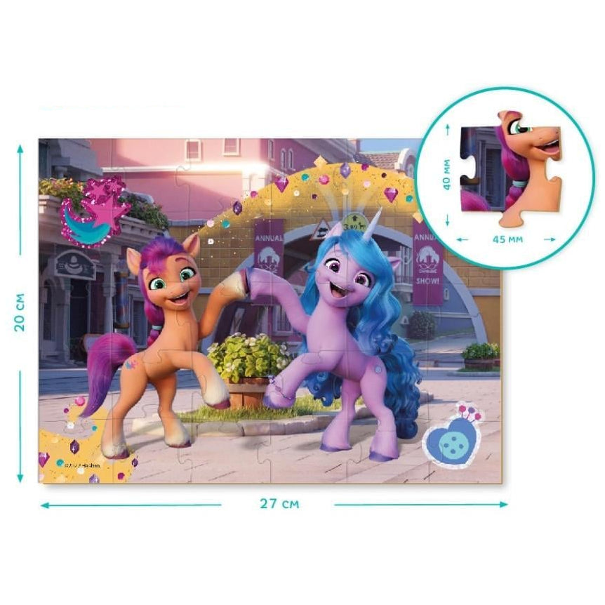 Medidas del Puzzle 2 en 1 para colorear My Little Pony Amigas (30 piezas) de Dodo