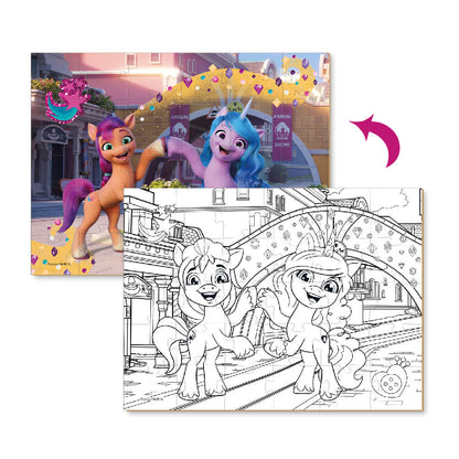 Dos caras del Puzzle 2 en 1 para colorear My Little Pony Amigas (30 piezas) de Dodo