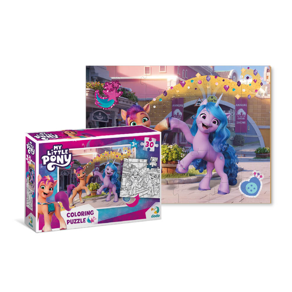 Detalle del Puzzle 2 en 1 para colorear My Little Pony Amigas (30 piezas) de Dodo