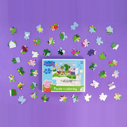 caja del Puzzle 2 en 1 para colorear Peppa Pig Banquete real (60 piezas) 