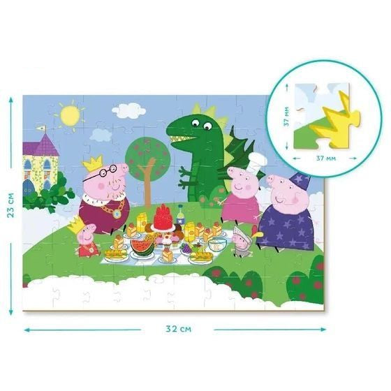 Medidas del puzzle para colorear de Peppa Pig en un Banquete real