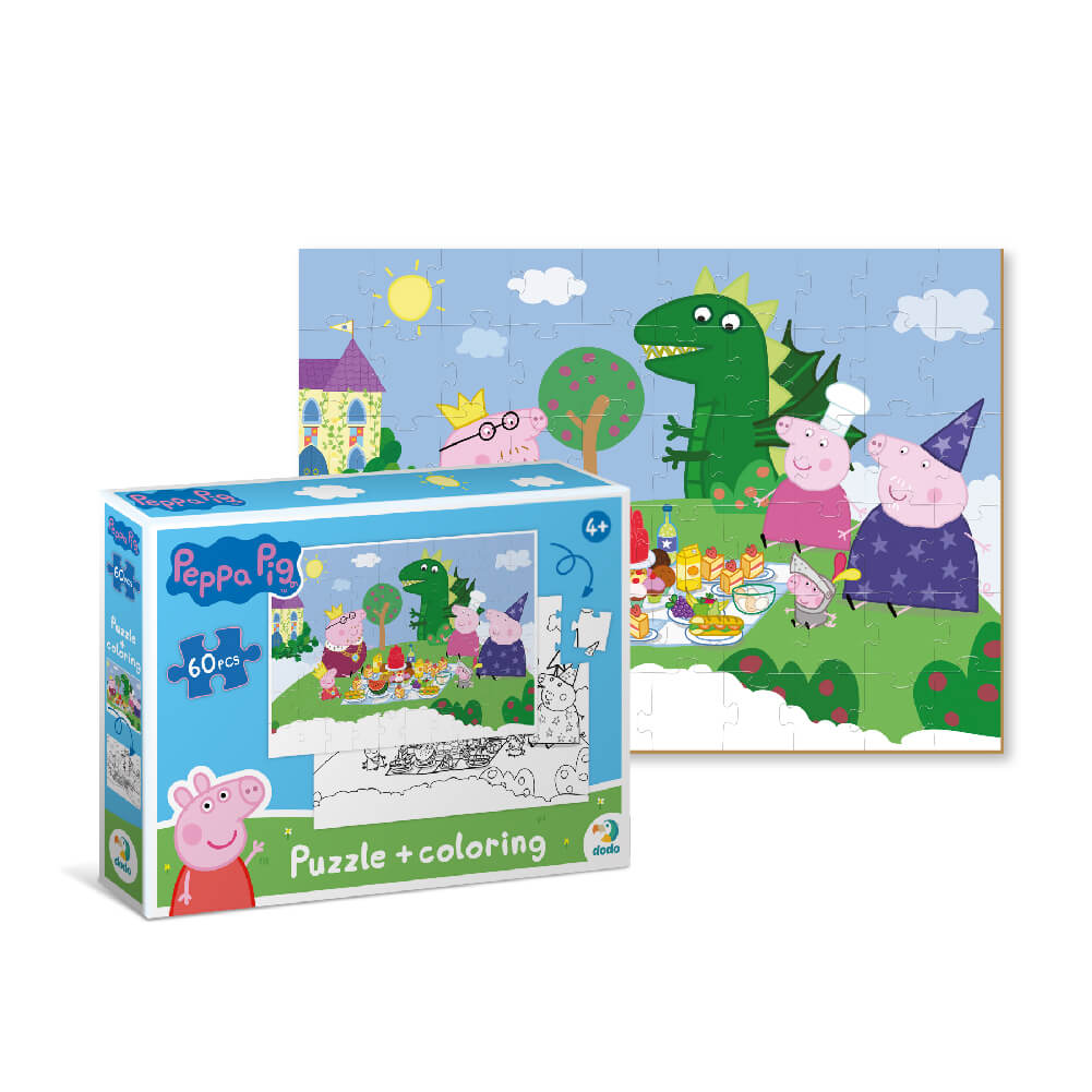 caja del Puzzle 2 en 1 para colorear Peppa Pig Banquete real (60 piezas) 