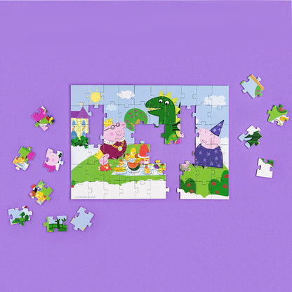 detalle del Puzzle 2 en 1 para colorear Peppa Pig Banquete real (60 piezas) 