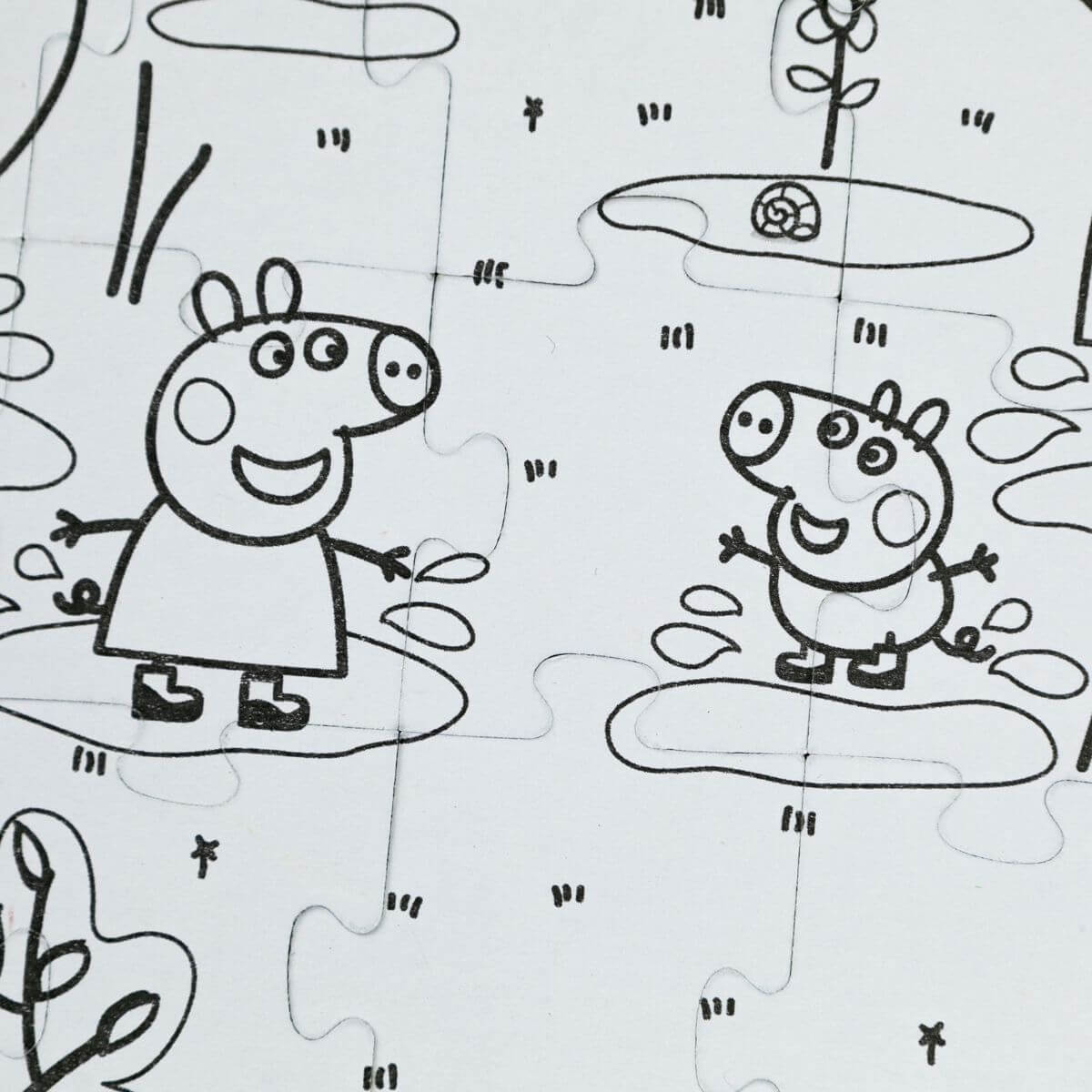 Detalle del Puzzle para colorear Peppa Pig Saltando en el barro de Dodo