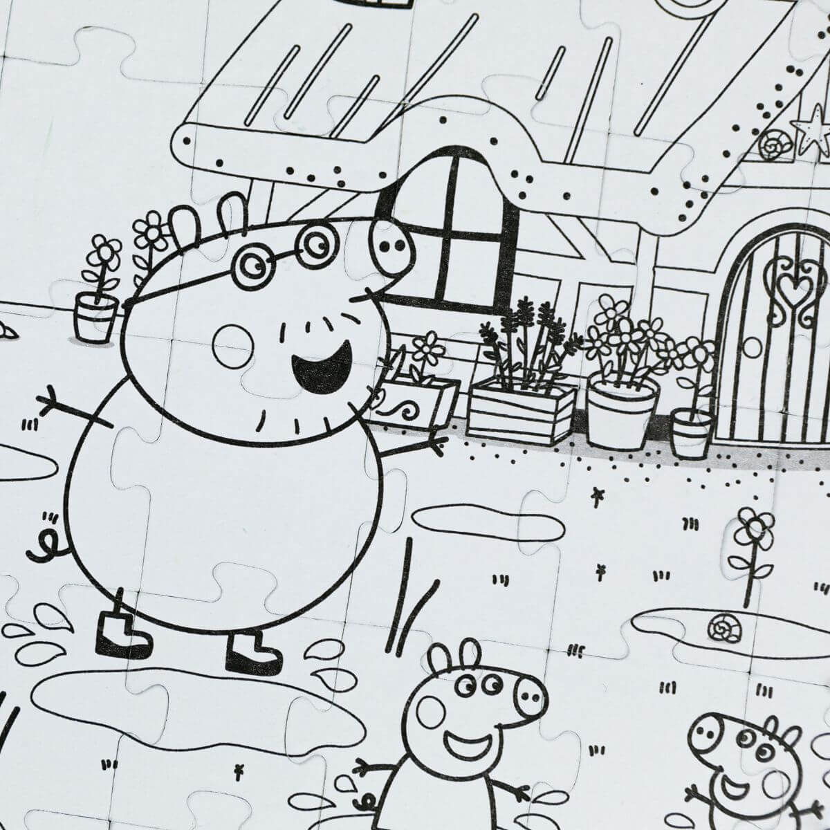 Puzzle para colorear Peppa Pig Saltando en el barro de Dodo para niños de 4 años