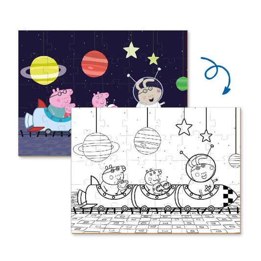 Puzzle 2 en 1 para colorear Peppa Pig Nave espacial para niños a partir de 3 años