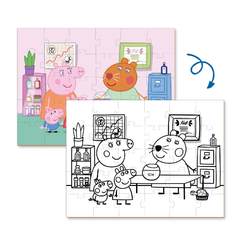 Puzzle 2 en 1 para colorear Peppa Pig Veterinaria de Dodo para niños de 3 años