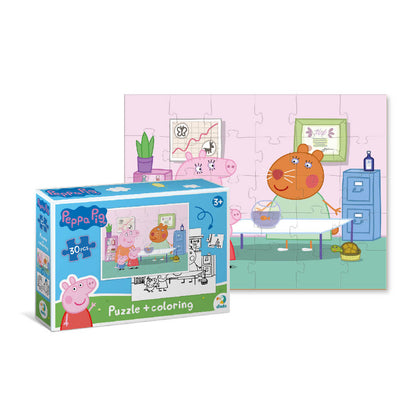 caja del Puzzle 2 en 1 para colorear Peppa Pig Veterinaria (30 piezas) de Dodo para niños de 3 años