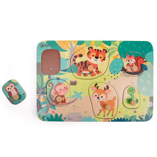 Puzzle de madera con sonidos de Animales de la Jungla de Classic World para niños a partir de 18 meses
