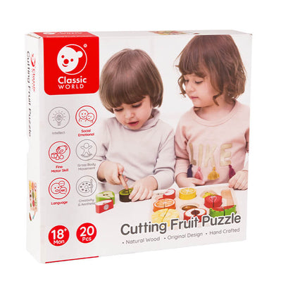 puzzle infantil de frutas con base reversible para juego simbólico