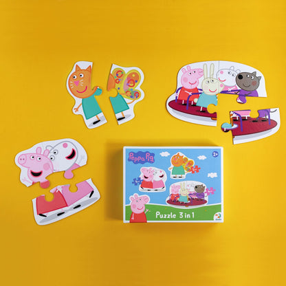 Ejemplo de los puzzles de 2, 3 y 4 piezas de Peppa Pig Amigos (Dodo)