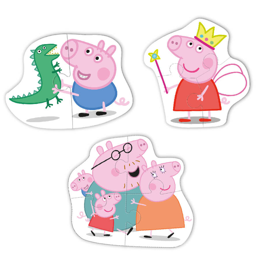 Puzzle de 2, 3 y 4 piezas del conjunto de puzzles evolutivos de Peppa Pig Familia de Dodo