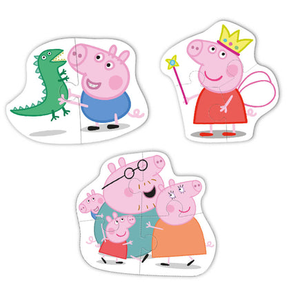 Puzzle de 2, 3 y 4 piezas del conjunto de puzzles evolutivos de Peppa Pig Familia de Dodo