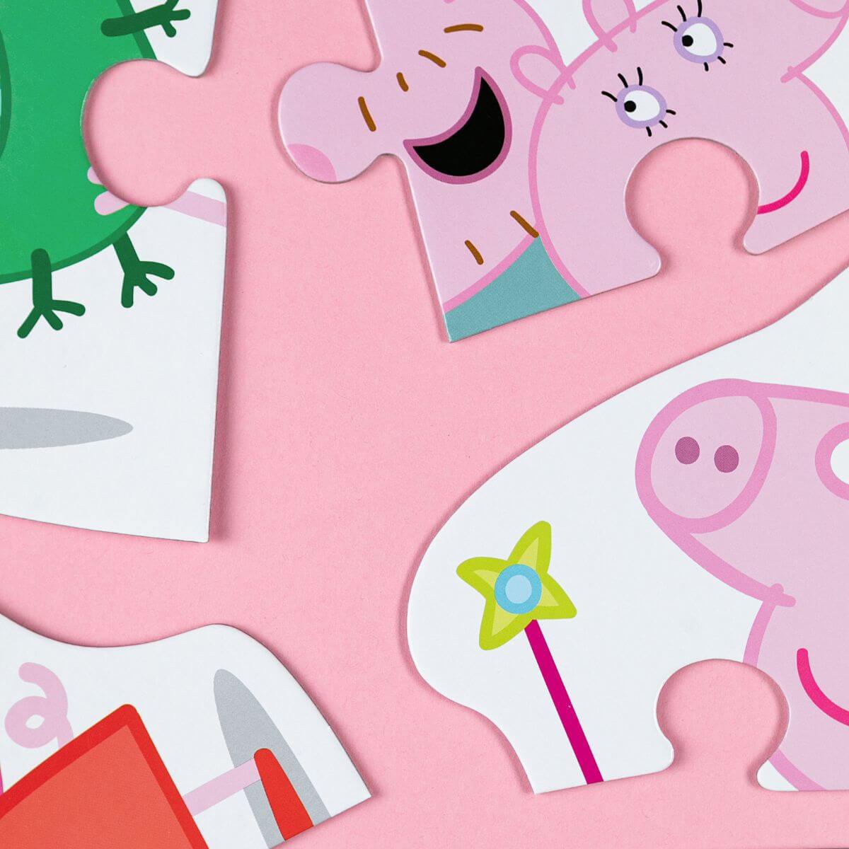 Detalle de las piezas del Puzzle evolutivo 3 en 1 Peppa Pig Familia de Dodo