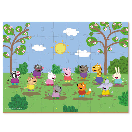 Puzzle Peppa Pig Amigos saltando en el barro de 60 piezas para niños a partir de 4 años