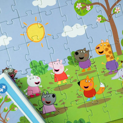 Puzzle Peppa Pig Amigos saltando en el barro para niños a partir de 4 años