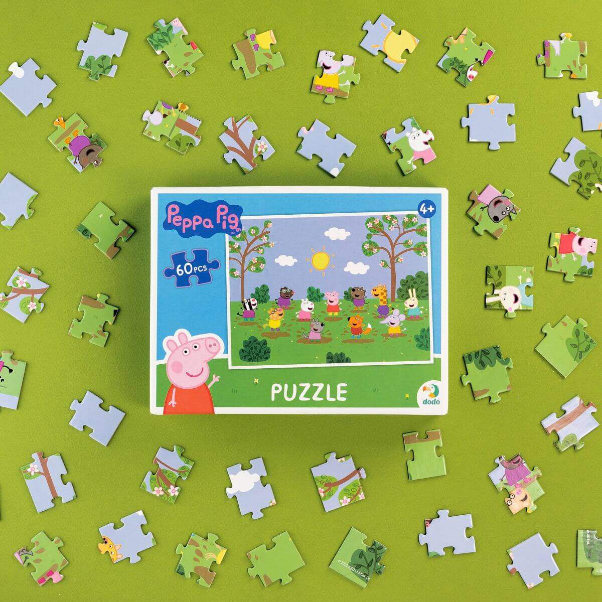 Puzzle Peppa Pig Amigos saltando en el barro de 60 piezas para niños a partir de 4 años de Dodo