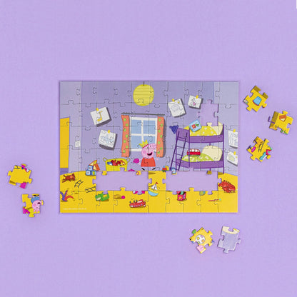 Piezas y imagen general del puzzle Peppa Pig Habitación (60 piezas) de Dodo
